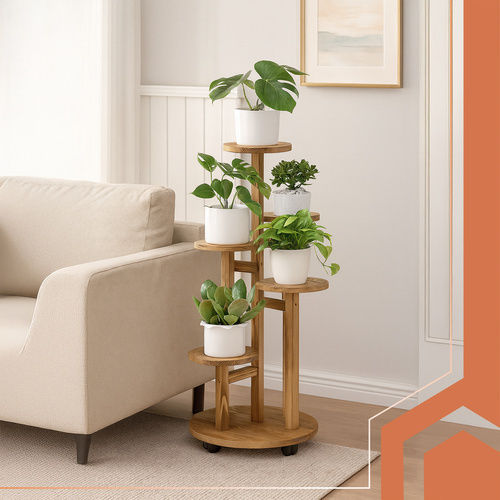 Ruhhy Pot Stand Wooden Beige