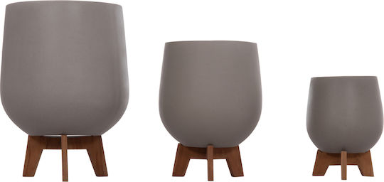 HomeMarkt Tryll Σετ 3 Γλάστρες Ξύλινες Γκρι 41.5x63εκ.