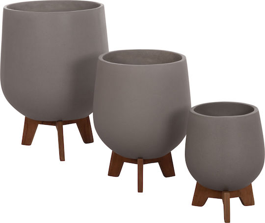 HomeMarkt Tryll Σετ 3 Γλάστρες Ξύλινες Γκρι 41.5x63εκ.