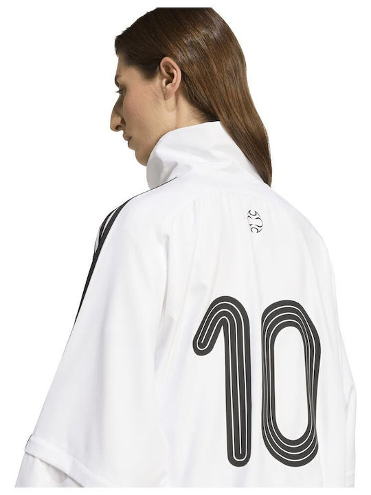 Track Top Μακριά Γυναικεία Ζακέτα Φούτερ White