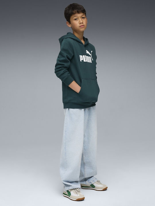 Kids Sweatshirt with Hood and Pockets Green Hoodie Fl