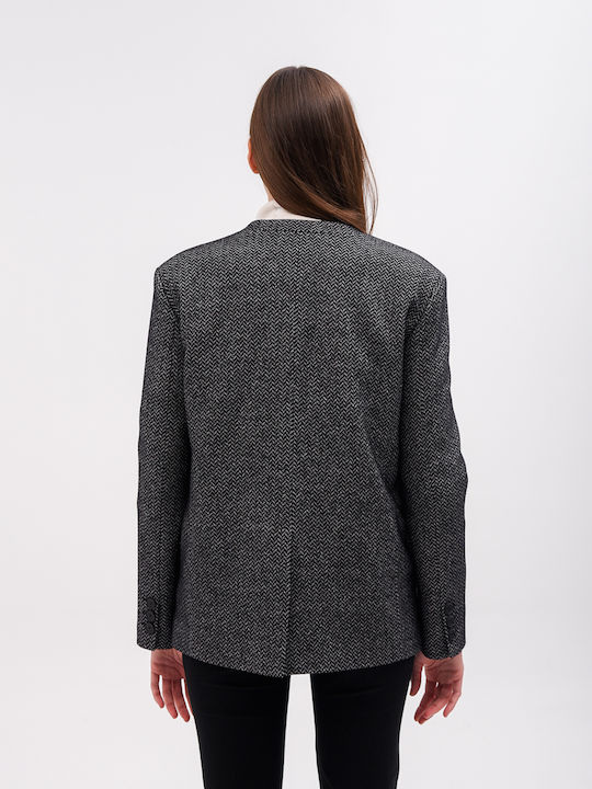 Liviana Conti Long Women's Double Breasted Blazer Black