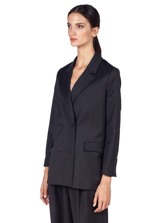 RRD Long Women's Double Breasted Blazer Black