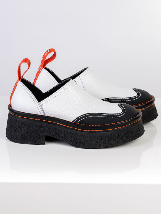 Γυναικεία Slip-On Δερμάτινα Λευκά