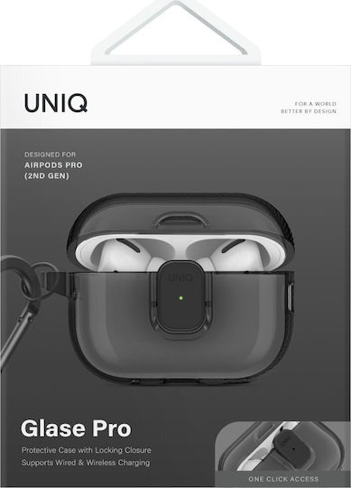 Uniq Glase Hülle Silikon mit Haken in Schwarz Farbe für Apple AirPods Pro 2