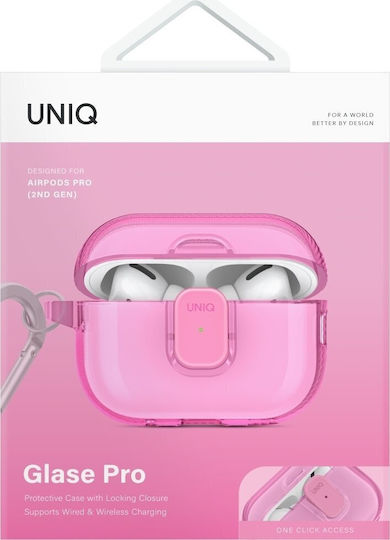 Uniq Glase Θήκη Σιλικόνης με Γάντζο σε Ροζ χρώμα για Apple AirPods Pro 2