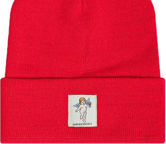 Beanie Unisex Σκούφος Πλεκτός σε Κόκκινο χρώμα