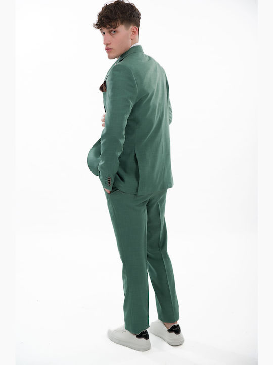 Men's Suit with Vest Green