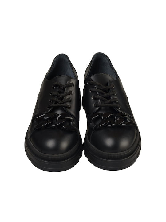 Leder Damen Oxfords in Schwarz Farbe
