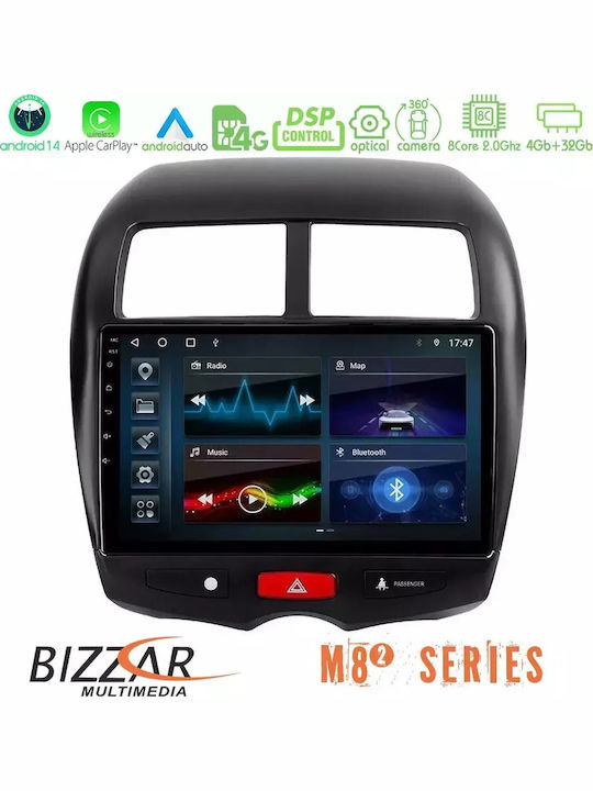 Bizzar Auto-Audiosystem für Mitsubishi Asx Citroen C4 Aircross 2014 (Bluetooth/USB/WiFi/GPS/Apple-Carplay/Android-Auto) mit Touchscreen 10"