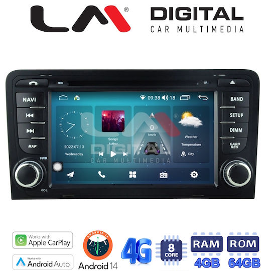 LM Digital Ηχοσύστημα Αυτοκινήτου για Audi A3 2003>2012 (Bluetooth/USB/WiFi/GPS/Apple-Carplay/Android-Auto)