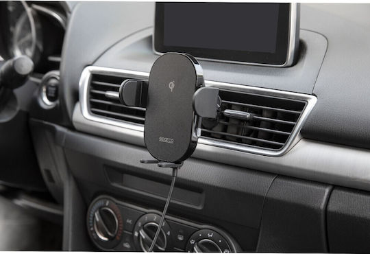 Sparco Car Mobile Mount with Adjustable Hooks and Wireless Charging Black