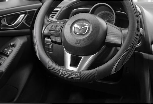 Sparco Κάλυμμα Τιμονιού Αυτοκινήτου Συνθετικό Μαύρο με Μαύρη Ραφή
