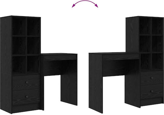 Desk Storage Space Drawer 2 Pcs Black Oak 3337298