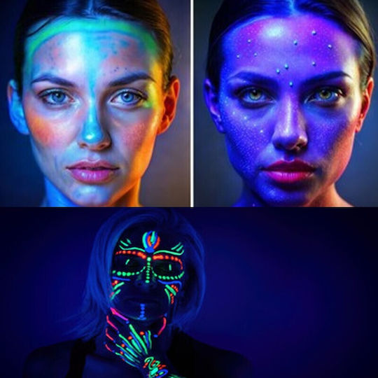 Set 7 UV Neon Glow Paint Colors 25 ml Color Body Face Water-Based