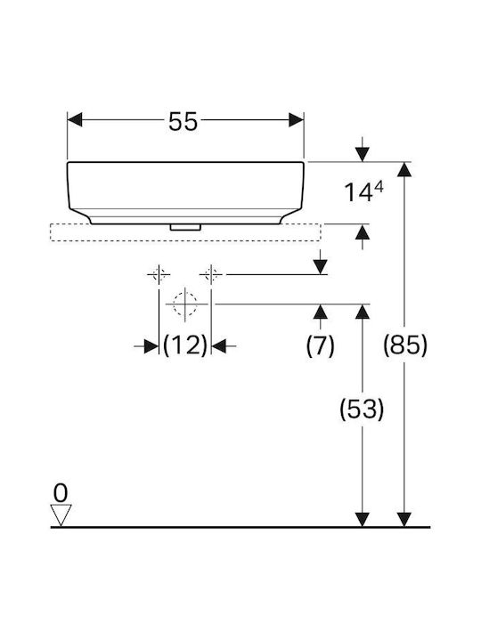 Geberit VariForm Επικαθήμενος Νιπτήρας Πορσελάνης 55x40x11cm Λευκός