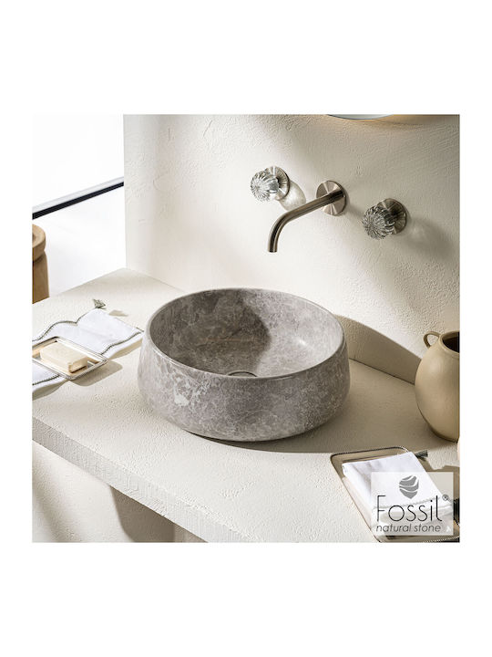 Fossil Deasupra Blatului Chiuvetă marmură 42x42x14cm Tundra Grey