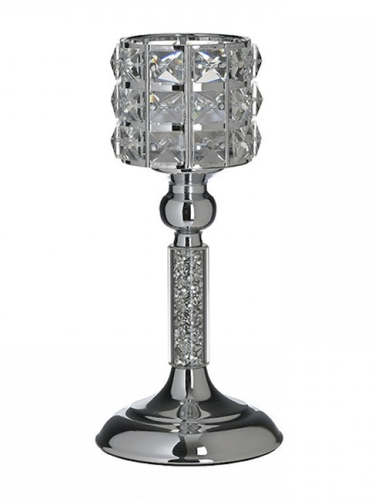 Inart Candle Holder suitable for Tealights Metal Silver 13x13x28cm 1pcs