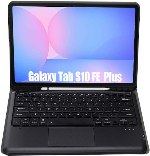 Bluetooth Keyboard Case Touchpad Samsung Galaxy Tab S10 Fe+ Plus X620/x626b in English US – Black