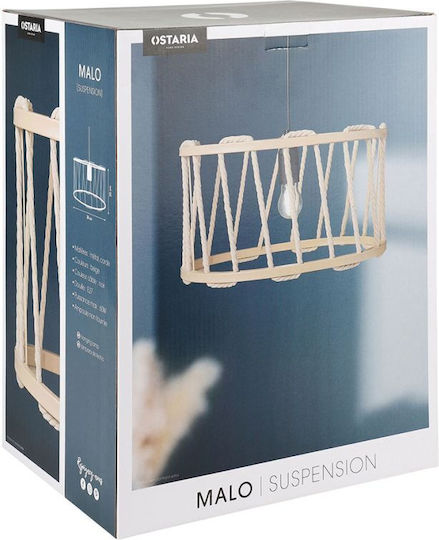 Ostaria Pendant Light Black with Rope for Socket E27