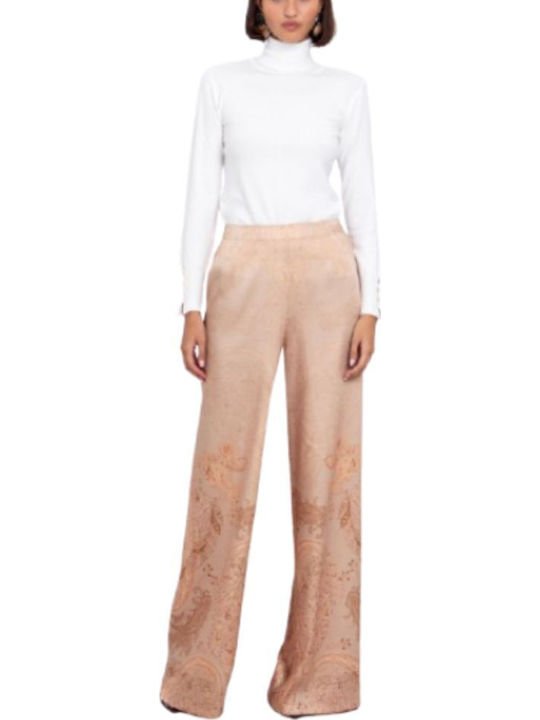 Damen Hoch tailliert Stoff Hose mit Gummizug Paisley