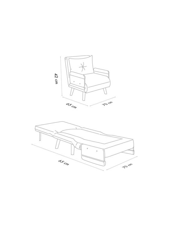 Cosmo Single Armchair Bed Cream 70x42x65cm