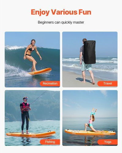 Vevor Φουσκωτή Σανίδα SUP με Μήκος 3.23m Πορτοκαλί