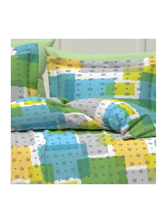 Pucioasa Set Husă de Pilotă Bumbac Semi-dublă cu Față de Pernă & 1 Cearsaf 180x220 Multicolored