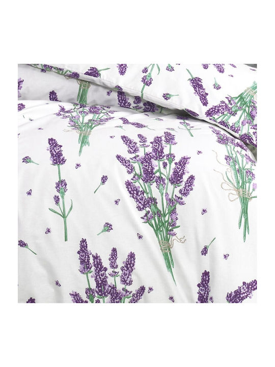 Pucioasa Set Husă de Pilotă Bumbac Single cu Față de Pernă & 1 Cearsaf 160x200 Lavanda