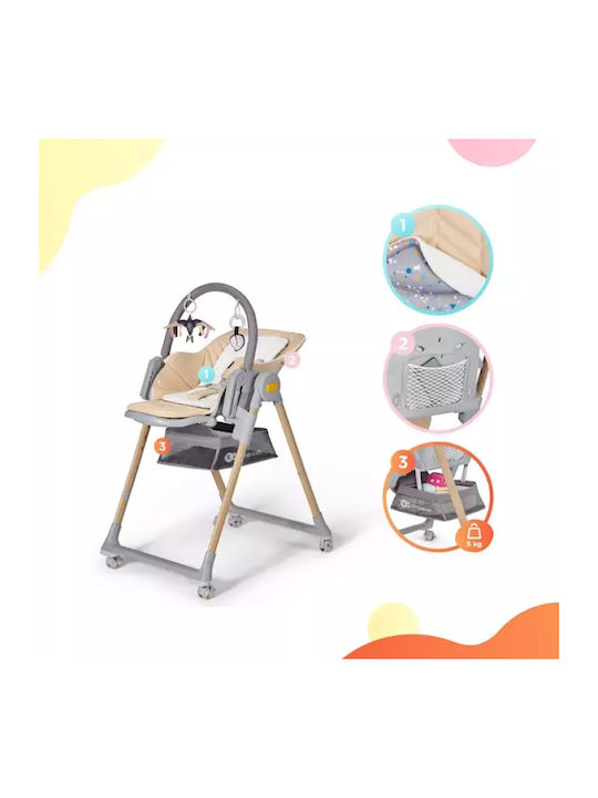 Kinderkraft Lastree Pliabil Scaun de Masă pentru Copii cu Cadru Metalic Wood