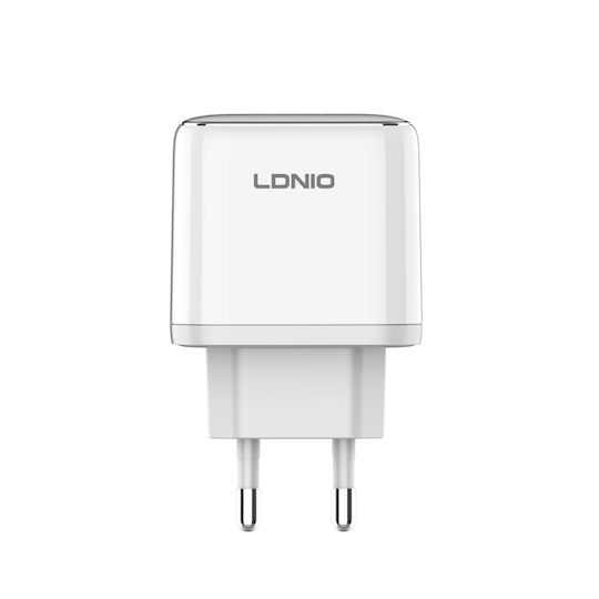 Ldnio Φορτιστής GaN με Θύρα USB-C και Καλώδιο USB-C - USB-C 45W Power Delivery Λευκός (Q1415)