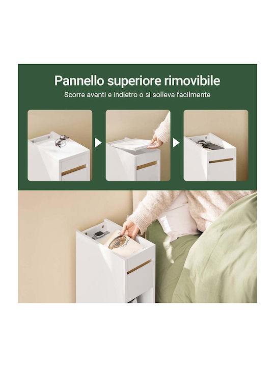 Wooden Bedside Table White 20x35x60cm