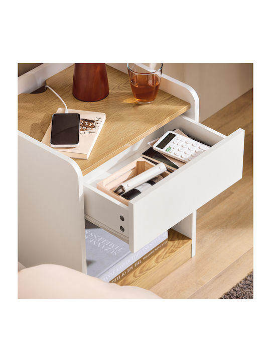 Wooden Bedside Table White 45x40x55cm