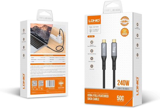 Ldnio USB 2.0 Cable USB-C male - USB-C 240W Black 1m