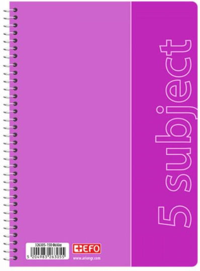 +Efo Spiral Notebook Ruled B5 150 Sheets 5 Subjects 1pcs (Μiscellaneous Designs)