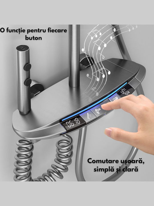 Coloană De Duș Cu Mixer De Cadă Argintie Reglabilă