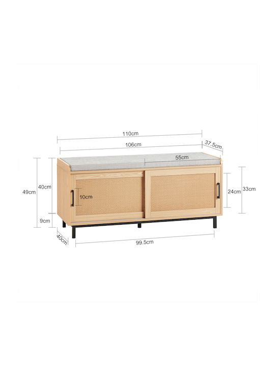 Mobilier de Intrare cu Bancă Natural & Grey 110x40x49cm