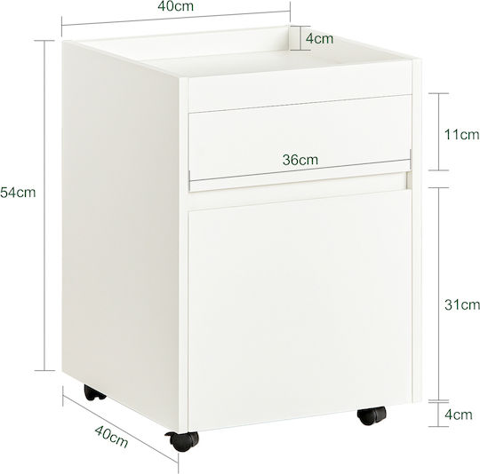 Office Drawer Made of MDF with Wheels White 40x40x54cm