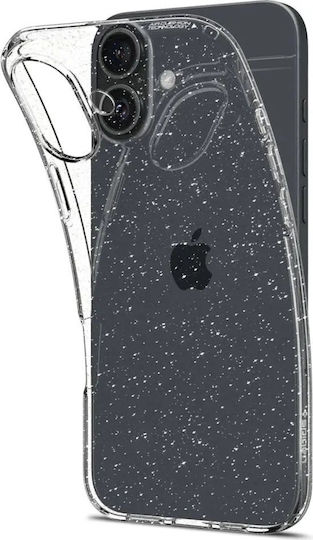 Spigen Liquid Crystal Glitter Umschlag Rückseite Silikon 0.3mm Set mit Glas Crystal Quartz (iPhone 16)