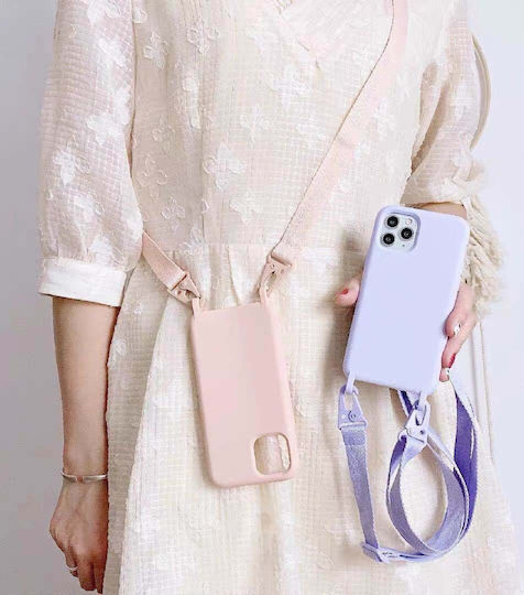 Sonique Carryhang Liquid Strap Задна корица Силикон 0.5мм с Каишка Лилав (iPhone 11)