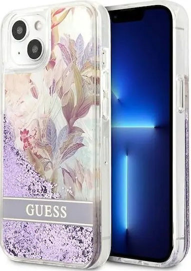 Guess Liquid Glitter Flower Back Cover Σιλικόνης Purple (iPhone 13 mini)
