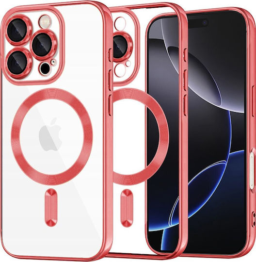 Techsuit Luxury Crystal MagSafe Umschlag Rückseite Silikon Rot (iPhone 17 Pro Max / iPhone 17 Pro / iPhone 16 Pro Max)