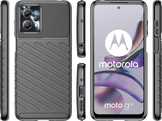 Hurtel Thunder Задна корица Силикон Черен (Moto G13)
