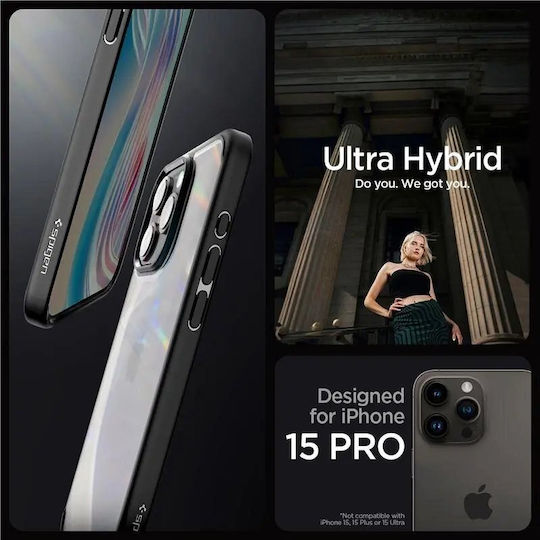 Spigen Crystal Hybrid Задна корица Пластмаса / Силикон матово черно (iPhone 15 Pro)