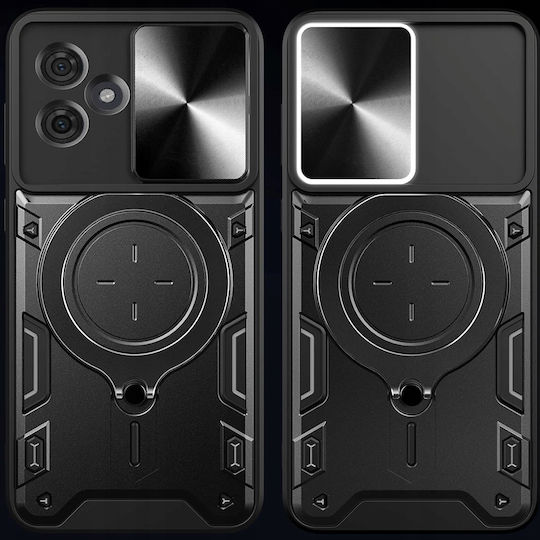 Techsuit Umschlag Rückseite Metallisch Schwarz (Motorola Edge 60, Edge 60 Fusion)
