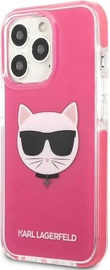 Karl Lagerfeld Choupette Head Back Cover Plastic / Silicone Fuchsia (iPhone 13 Pro Max)