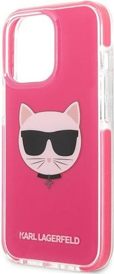 Karl Lagerfeld Choupette Head Back Cover Plastic / Silicone Fuchsia (iPhone 13 Pro Max)