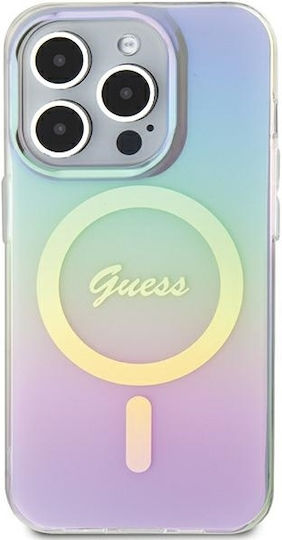 Guess Iml Iridescent Magsafe Umschlag Rückseite Kunststoff Lila (iPhone 15 Pro Max)