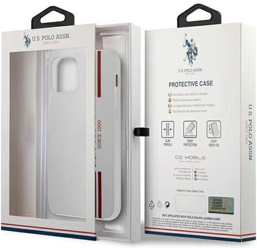 U.S. Polo Assn. Tricolor Pattern Задна корица Силикон Бял (iPhone 12 Pro Max)