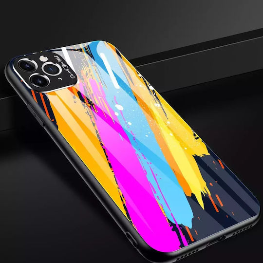 Hurtel Color Glass Pattern 1 Umschlag Rückseite Kunststoff Blue/Yellow/Orange (iPhone 11 Pro Max)